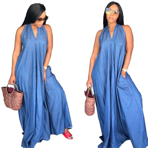 Women Casual Denim Dresses Summer V Neck Sleeveless Spaghetti Strap