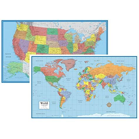 48x78 World And Usa Classic Elite Huge Two Wall Map Set Laminated