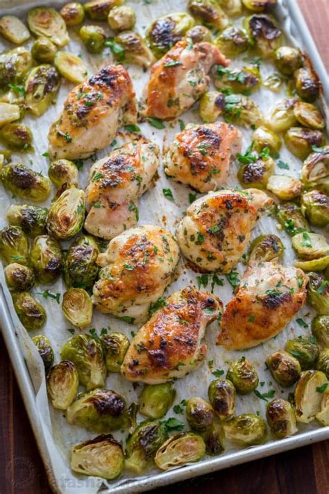 Garlic Dijon Chicken And Brussels Sprouts Recipe NatashasKitchen