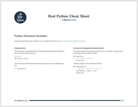 Python Decorators Cheat Sheet (PDF) – Real Python