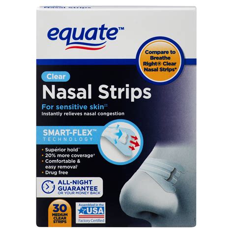 Equate Nasal Strips for Sensitive Skin, Clear, 30 Count - Walmart.com