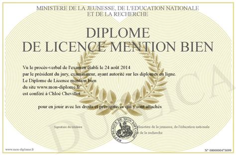 Diplome De Licence Mention Bien