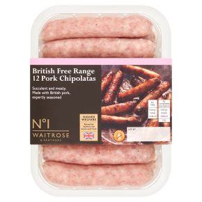 No 1 British Free Range 12 Pork Chipolatas Waitrose Partners