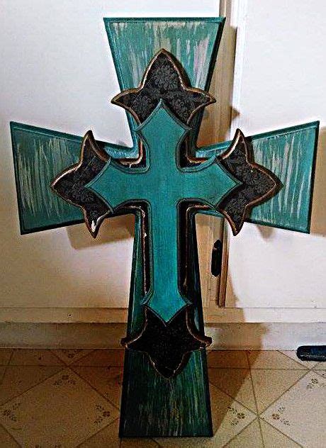 Beautiful Teal Layered Finished Cross By Kasey Hunter Visit