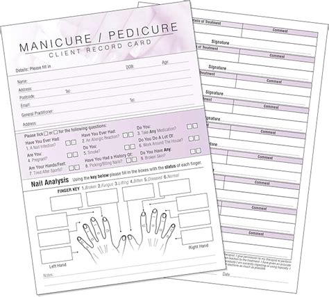 Tarjeta De Registro De Cliente De Pedicura De Manicura Formulario De