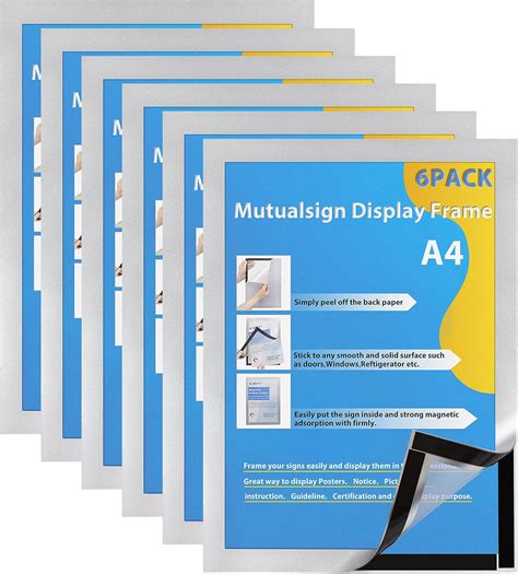 Mutualsign A4 Magnetic Frames6PCS A4 Self Adhesive Frame Window Wall