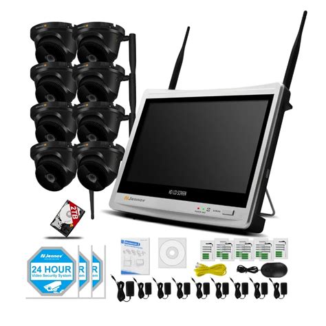 8CH Wifi CCTV System 12 inch LCD Monitor Wireless NVR 1080P 2MP Outdoor ...