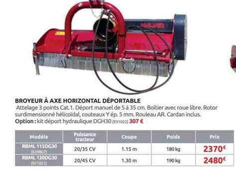 Promo Broyeur à axe horizontal déportable chez Rural Master