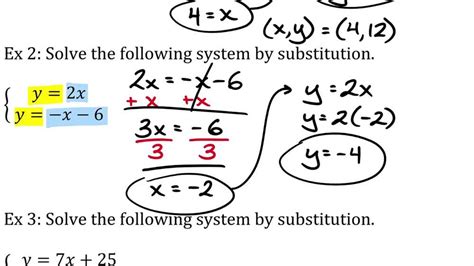 Solving Systems By Substitution Part 2 Answer Key And Step By Step