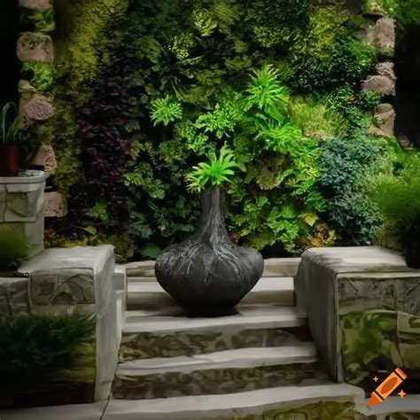 Alternating Dark And Light Interwoven Mosaics Garden With Decorative