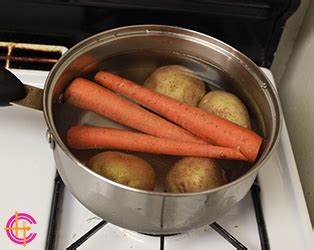 Cow feet stew with potatoes and carrots, ragout