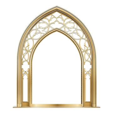 Dark Brown Gold Arch Twibbon With Islamic Geometric Pattern Brown