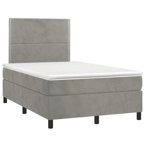 Omabeta Lits Cadres De Lit Sommier Tapissier Matelas Et Led Gris