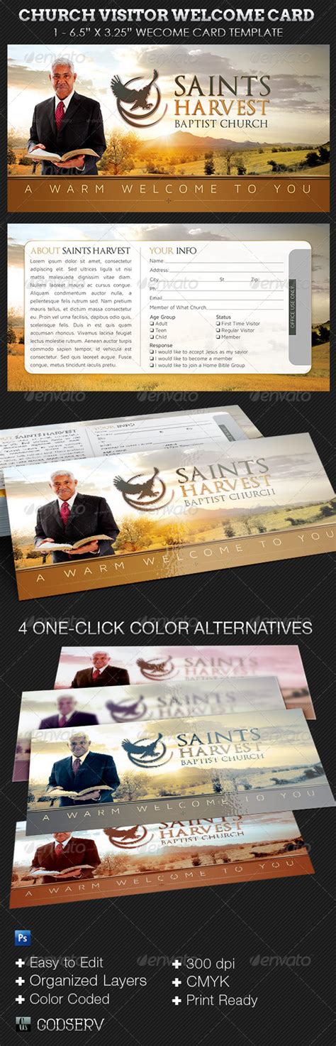 Church Visitor Welcome Card Template Graphicriver