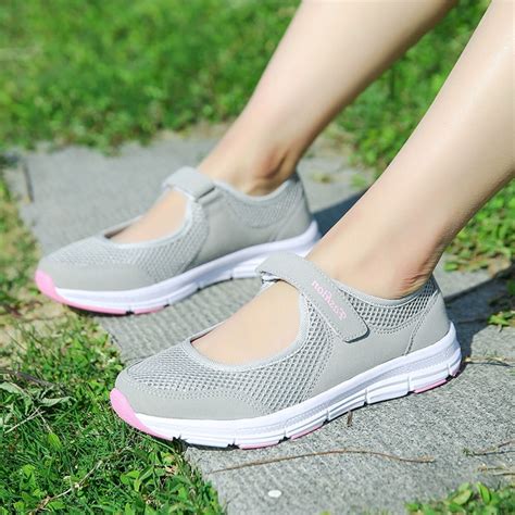 Womens Mesh Shoes Breathable Soft Sole Sneakers Female Walking