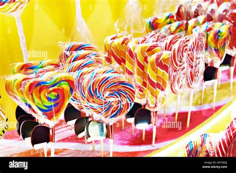 Colored Caramel Lollipops In A Pastry Shop Stock Photo Alamy