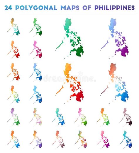 Set Of Vector Polygonal Maps Of Philippines Stock Vector