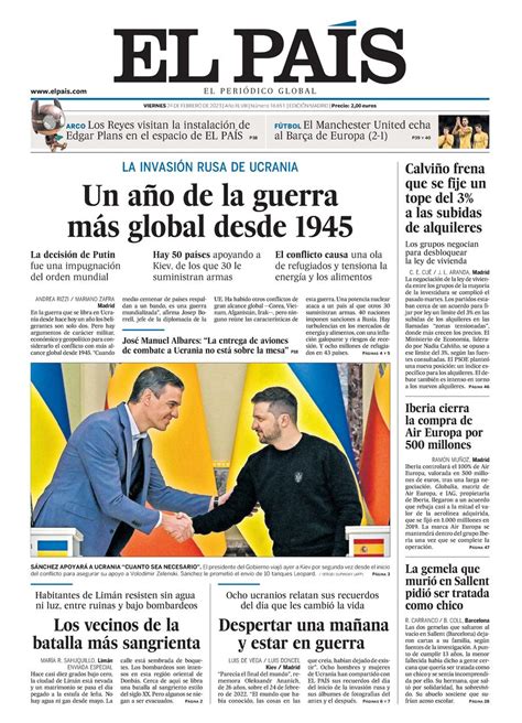 Portada de EL PAÍS del 24 02 2023