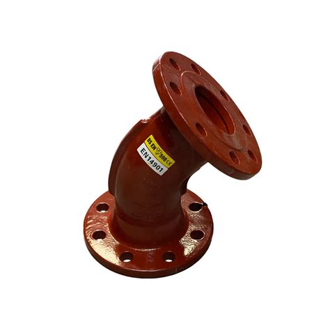 Double Flanged Ductile Iron Degree Bend Red Epoxy Coated Fwb