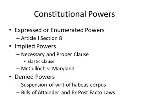 The Development Of Congressional Powers Constitutional Powers