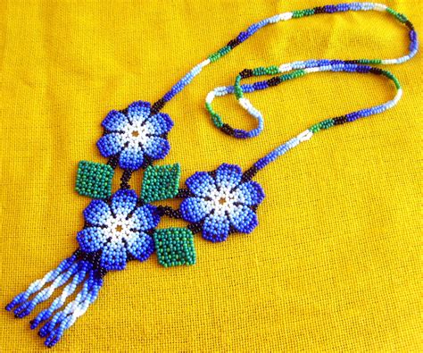 Mexican Huichol Beaded Flower Necklace