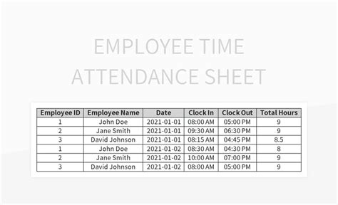 Employee Attendance Sheet Excel Template And Google Sheets File For ...