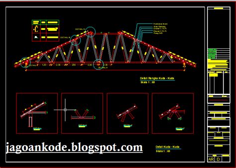 detail kuda kuda atap baja ringan autocad dwg jagoan kode