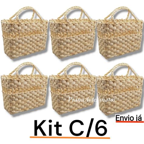 Kit 6 Sacola Feira Palha de Milho Infantil Envio Já Elo7