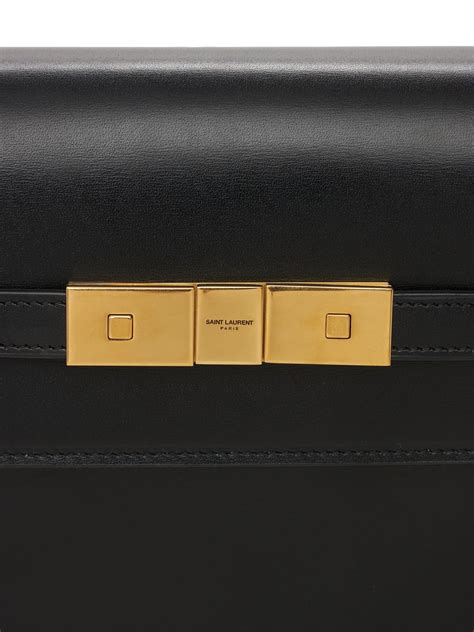 Saint Laurent Manhattan Box Leather Shoulder Bag In Black Modesens