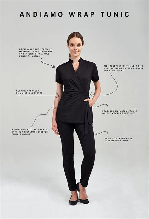 Charcoal Wrap Tunic Spa Uniform Therapist Outfit