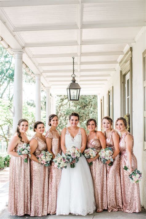 Rose gold sequin bridesmaid dresses | Rose gold bridesmaid dress, Rose