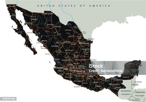 ラベリングと高詳細なメキシコの道路地図 地図のベクターアート素材や画像を多数ご用意 地図 メキシコシティ シウダッドフアレス