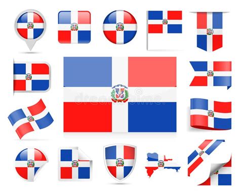 Dominican Republic Flag Vector Set Stock Illustration - Illustration of ...