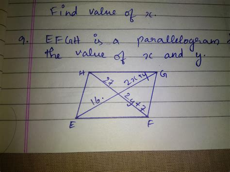 EFGH Is A Parallelogram Find The Value Of X And Y Brainly In