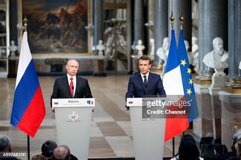 French President Emmanuel Macron Receives Russian President Vladimir