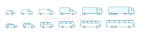 Dimensioni Del Set Di Icone Di Trasporto Lunghezza Standard Compatta