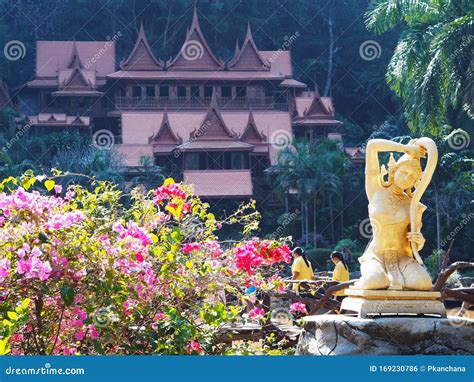 The Golden Angle Statue At Wat Tham Khao Wong Famous Temple In Uthai