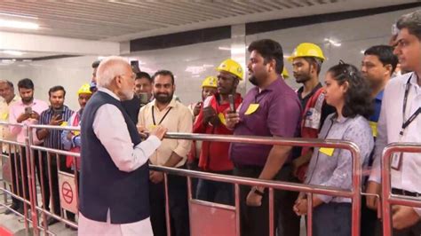 Honble Pm Shri Narendra Modi Inaugurates Extension Of Airport Metro Express Line From Dwarka