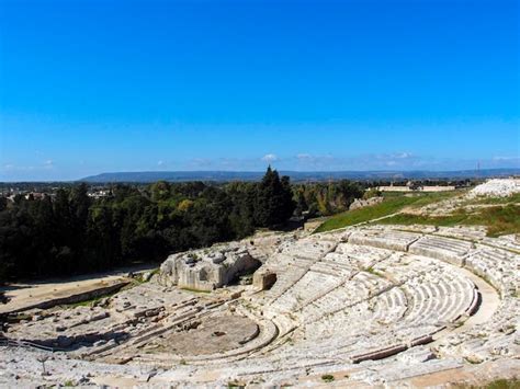 Premium Photo View Of The Greek Theatre Of Syracuse Sicily