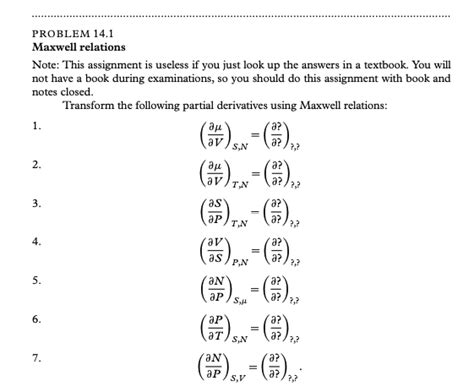 Solved Problem 14 1 Maxwell Relations Note This Assignment