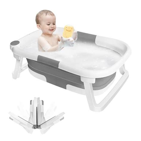 Baignoire pliable bébé évolutive BELFOYER Gris Antidérapante et