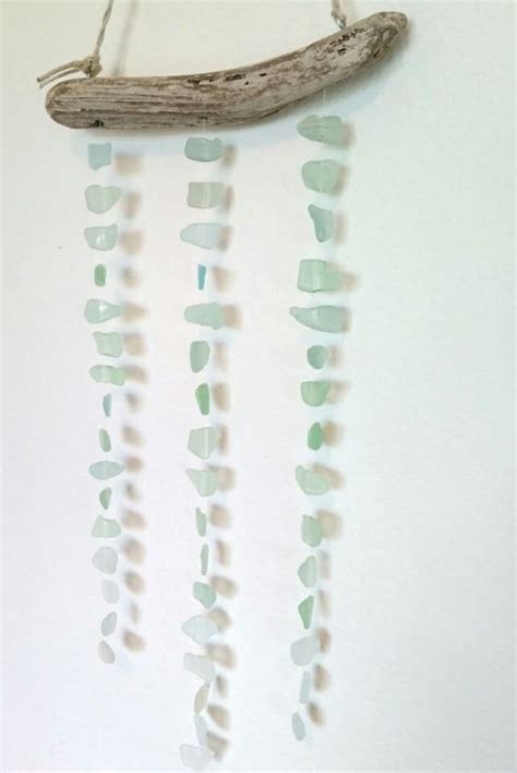 Long Genuine Sea Glass Mobile3 Strand Suncatcherdriftwood Etsy Sea Glass Suncatchers Etsy