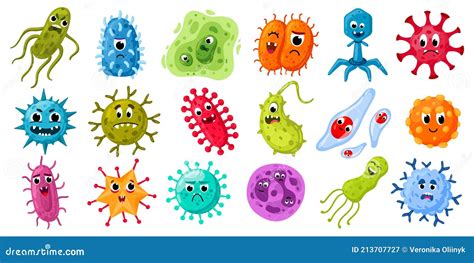 Microbios Y Virus De Dibujos Animados G Rmenes Personajes Con Caras