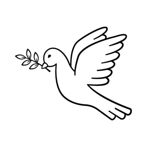 Premium Vector Dove Of Peace Hand Drawn Pigeon Flying With Olive