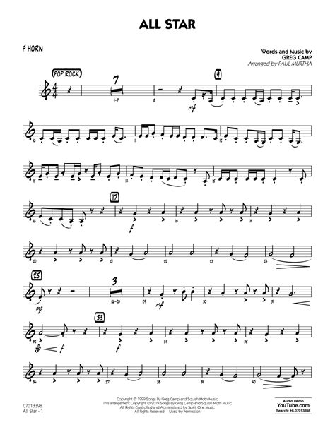 All Star Arr Paul Murtha F Horn Sheet Music Smash Mouth Jazz