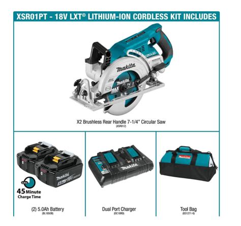 Makita Xsr01pt 18 Volt X2 Lxt 5 0ah Lithium Ion 36 Volt Brushless Cordless Rear Handle 7 1 4