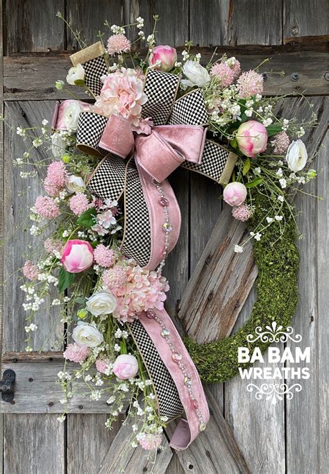 Summer Wreath Front Door Wreath Wedding Wreath Floral Wreath Pink