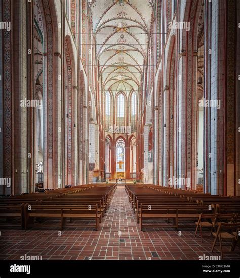 St Mary Church Marienkirche Interior Lubeck Germany Stock Photo