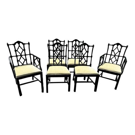 1960s Chinese Chippendale Pagoda Fretwork Regency Dining Chairs Set 6 Chairish