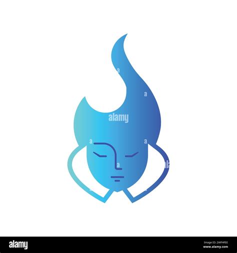 Blue Fire With Woman Face Logo Woman With Blue Flame Hair Creative